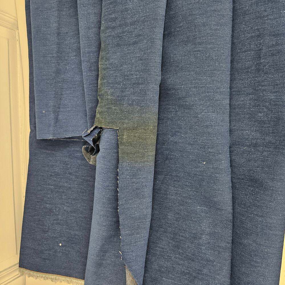 VTG 1970s brushed naviy blue denim fabric yardage 48 x 2.5 yards as is